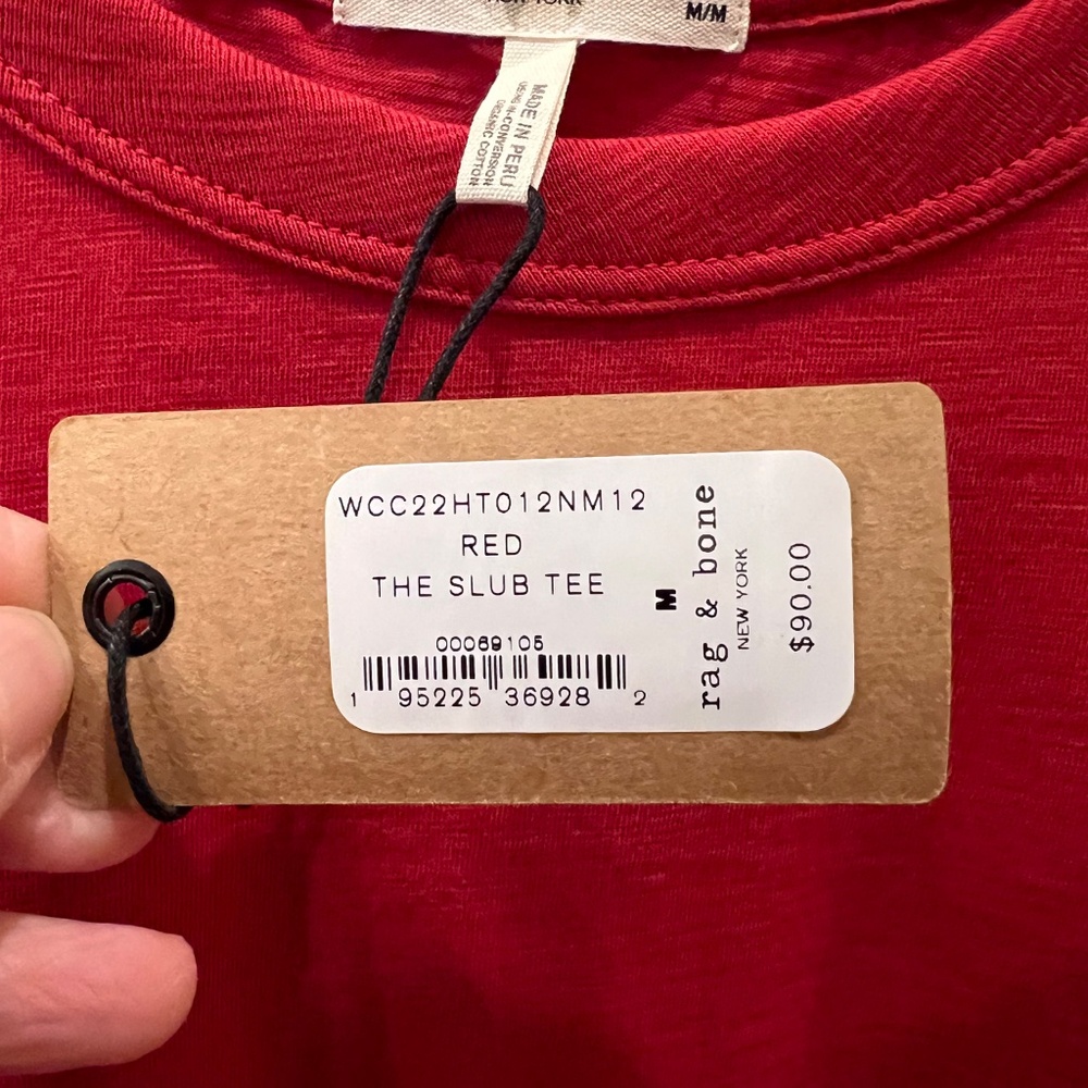 Rag & Bone, The Slub Tee - Red, Medium (NWT) - Picture 2 of 6
